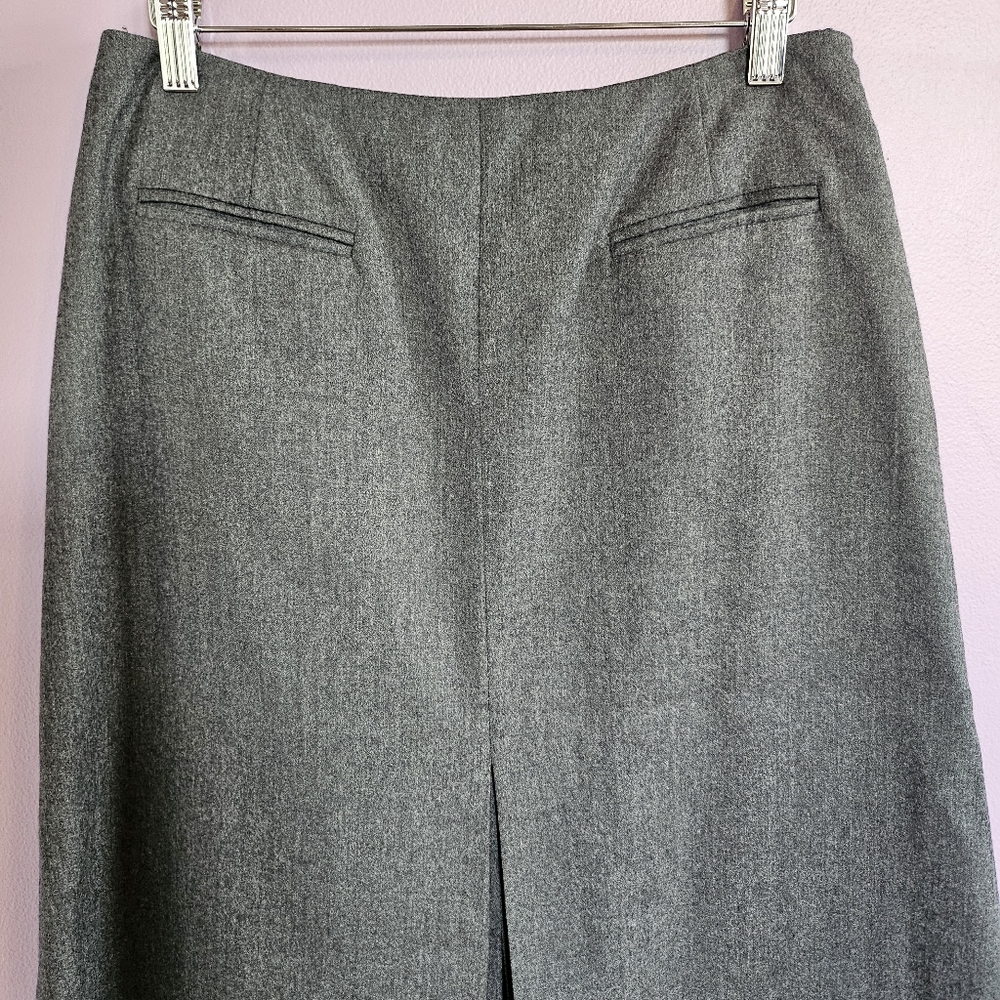 Talbots Vintage Gray Italian Wool Split Front High Waisted A-Line Skirt - Picture 2 of 10